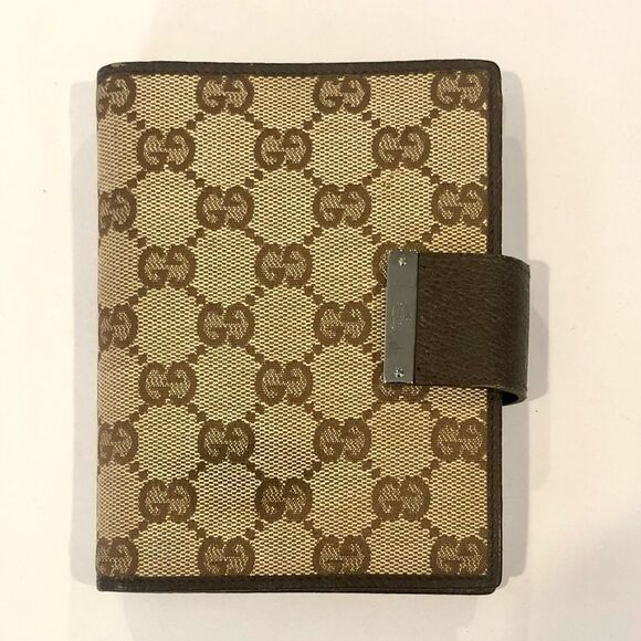 GUCCI MONOGRAM Leather Canvas Agenda Binder Passport Holder Credit Card Wallet - Picture 1 of 17